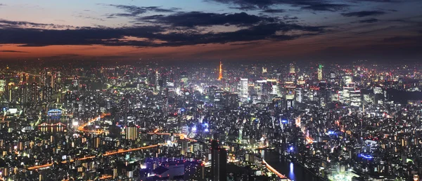 Ночная панорама Токио с Токийской башни, Япония — стоковое фото