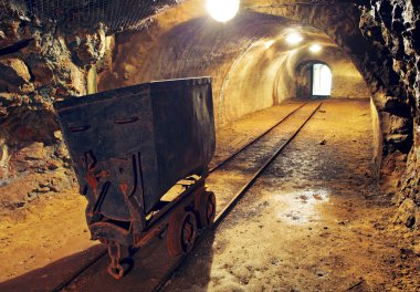 Mine gold underground tunnel railroad clipart