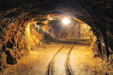 Underground mine tunnel, mining industry clipart