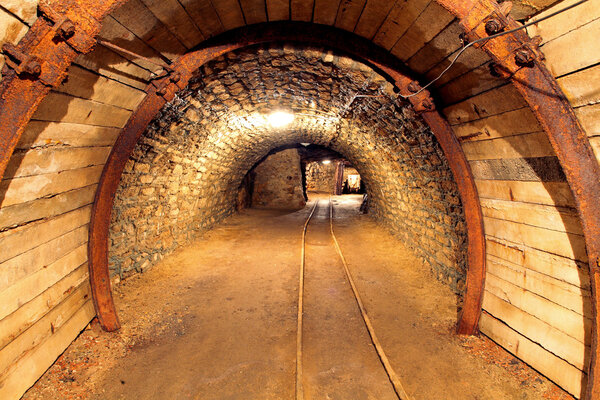 Underground mine tunnel, mining industry