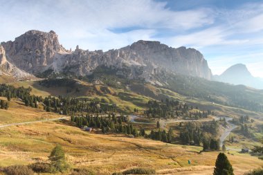 sunrise - yol passo gardena, İtalya dolomites moutnain