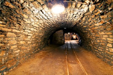 Underground mine tunnel, mining industry clipart