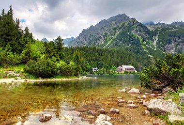 popradske pleso - Slovakya dağ manzarası, yaz