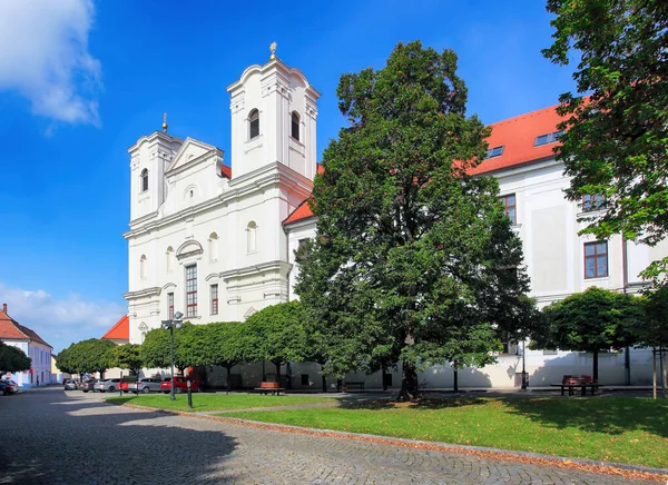 Skalica スロバキア共和国でイエズス会の教会 宗教建築 礼拝の場所です 世界文化遺産 建築シーン — ストック写真