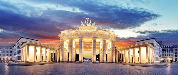 Βερολίνο Πύλη Του Βρανδεμβούργου Νύχτα — Φωτογραφία Αρχείου
