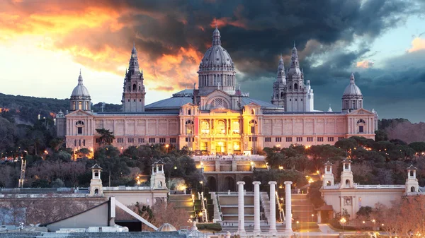 Barcelona Mnac Sunset — Stock Photo, Image