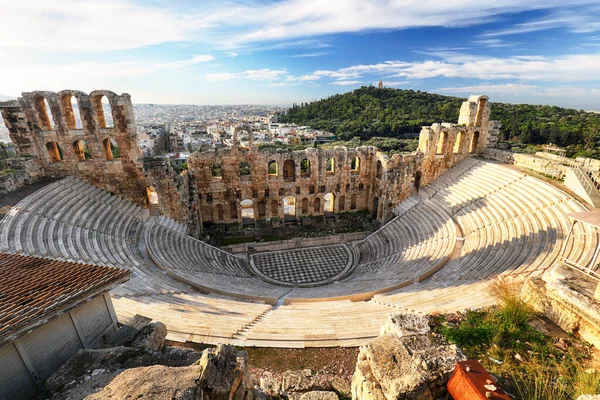 Théâtre Antique Journée Été Acropole Grèce Athnes — Photo
