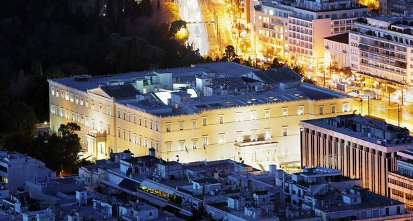 Parlement Grec Nuit Athènes Vue Aérienne Grèce — Photo