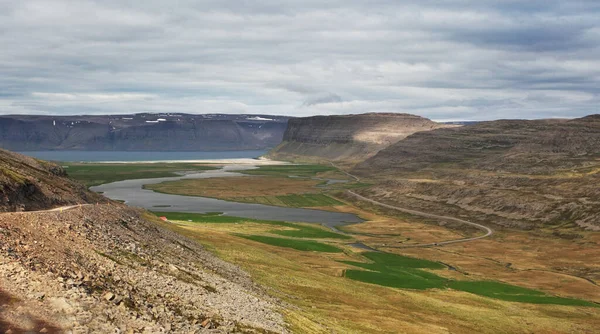 Fiordy Potężny Wzrost Morza Półwyspie Westfjords Północno Zachodniej Islandii — Zdjęcie stockowe