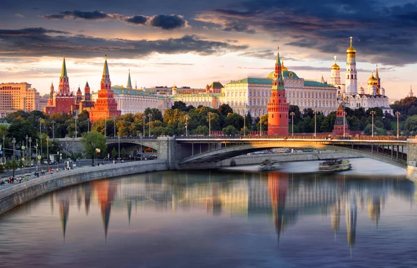 Rusland Moskou Skyline Van Stad Bij Zonsondergang — Stockfoto