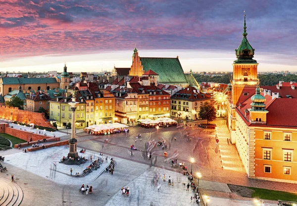 Noční Panorama Starého Města Varšavě Polsko — Stock fotografie