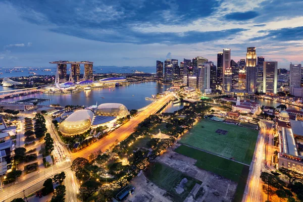 Paysage Urbain Singapourien Coucher Soleil Spectaculaire Asie — Photo