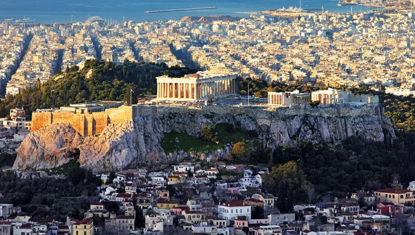 Griekenland Skyline Van Athene Met Akropolis — Stockfoto