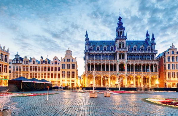Noční Scéna Náměstí Grand Place Ohnisko Brusel Belgie — Stock fotografie