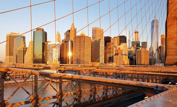 브루클린 브리지와 맨해튼 스카이 라인의 — 스톡 사진