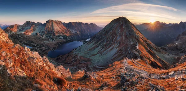 Panorama Montanha Pôr Sol Tatras — Fotografia de Stock