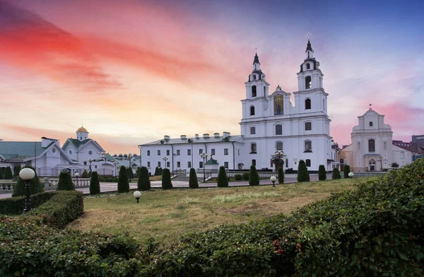 Minsk Bielorrusia Catedral Ortodoxa Del Espíritu Santo Vista Atardecer —  Fotos de Stock