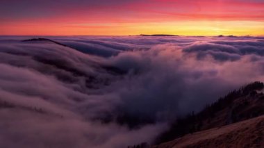 Gün batımında Dağ manzarasının zaman aşımı - Slovakya 'da Tatras