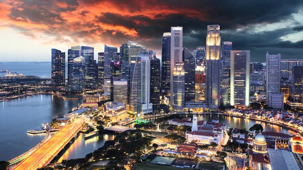 Σινγκαπούρη Ορίζοντα Ένα Ηλιοβασίλεμα — Φωτογραφία Αρχείου