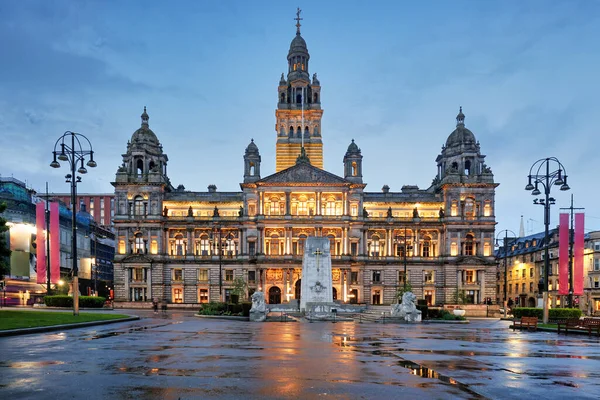 Glasgow City Chambers George Square Night Szkocja Wielka Brytania — Zdjęcie stockowe