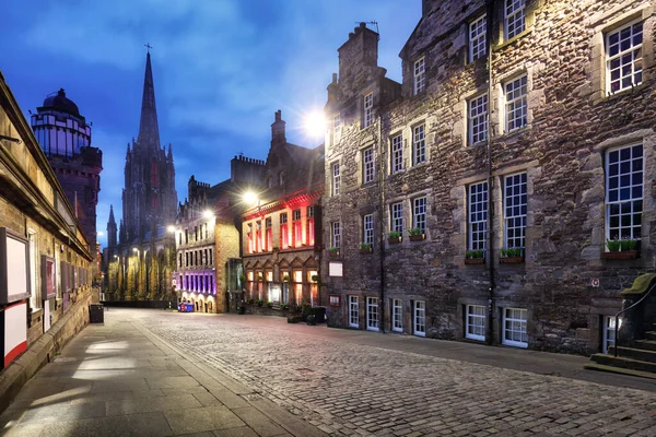 Stare Miasto Edynburgu Nocą Nikt Castlehill Lawnmarket Szkocja — Zdjęcie stockowe
