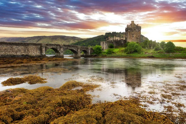 Шотландія Замок Ейлін Донан Заході Сонця Велика Британія — стокове фото
