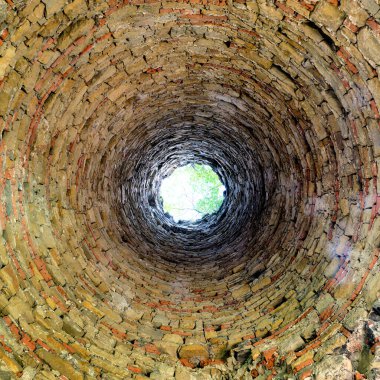 Old brick chimmey from indoor