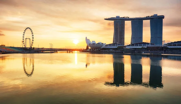 Vista Panorámica Del Horizonte Singapur Amanecer — Foto de Stock