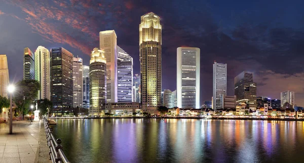 Panorama Singapura Horizonte Noite Marina Bay — Fotografia de Stock