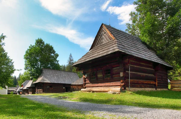 Summer View Wooden Folk House Located Forests Museum Skanzen Orava — Photo