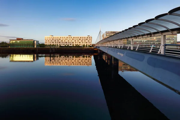 Glasgow Ville Lever Soleil Panorama Wtih Rivière Clyde Ecosse — Photo