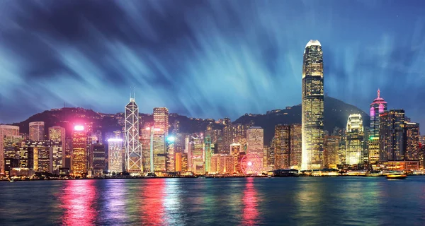 Panorama Panoramy Hong Kongu Nocy Kowloon — Zdjęcie stockowe