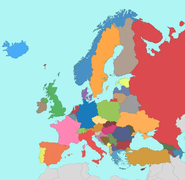 Barwna mapa Europy — Wektor stockowy