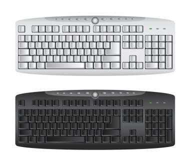 bilgisayar klavye siyah ve beyaz renkli