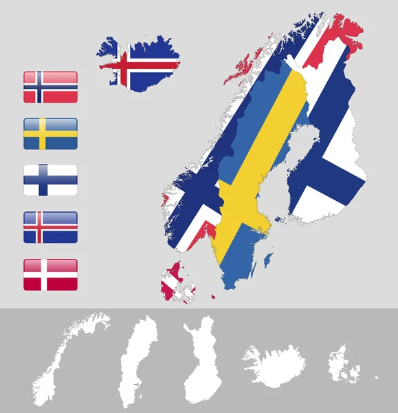 Norte da Europa, Escandinávia —  Vetores de Stock