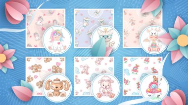 Set sevimli hayvanlar - sorunsuz desen