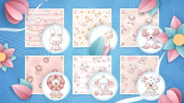 Set sevimli hayvanlar - sorunsuz desen