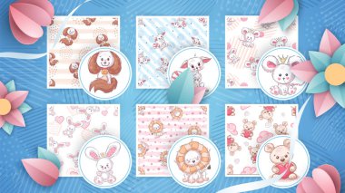 Set sevimli hayvanlar - sorunsuz desen