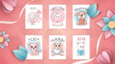 Tebrik kartı için sevimli hayvan- fikri ayarlayın.