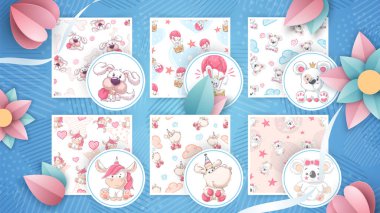 Set sevimli hayvanlar - sorunsuz desen