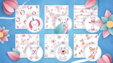 Set sevimli hayvanlar - sorunsuz desen