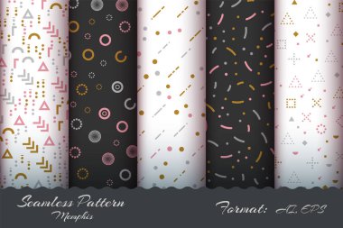 Retro Memphis Kusursuz Deseni Ayarla