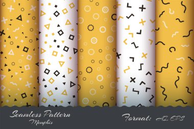 Retro Memphis Kusursuz Deseni Ayarla