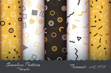 Retro Memphis Kusursuz Deseni Ayarla