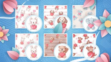 Çizgi film karakteri hayvanını ve kusursuz deseni ayarla.