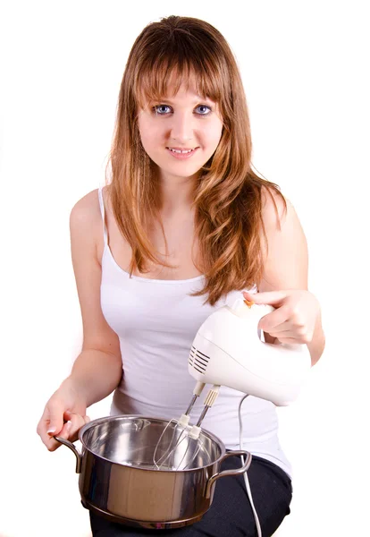 Girl and a pot — Stock Photo, Image