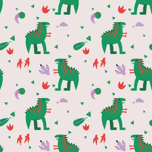 Kleurrijke Naadloze Dinosaurus Patroon Voor Kinderen — Stockfoto