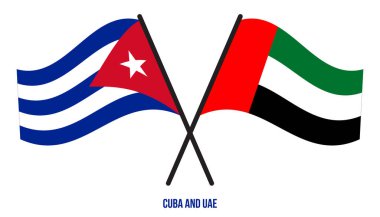 Küba ve BAE Bayrakları Çapraz ve Sallanan Düz Stil. Resmi Orantı. Renkleri Düzelt.