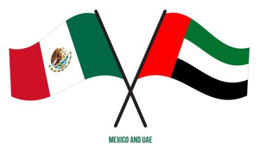 Meksika ve BAE Bayrakları Çarpıştı ve Sallanan Düz Stil. Resmi Orantı. Renkleri Düzelt.