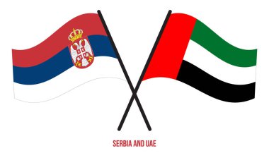 Sırbistan ve BAE Bayrakları Geçildi ve Sallanan Düz Stil. Resmi Orantı. Renkleri Düzelt.